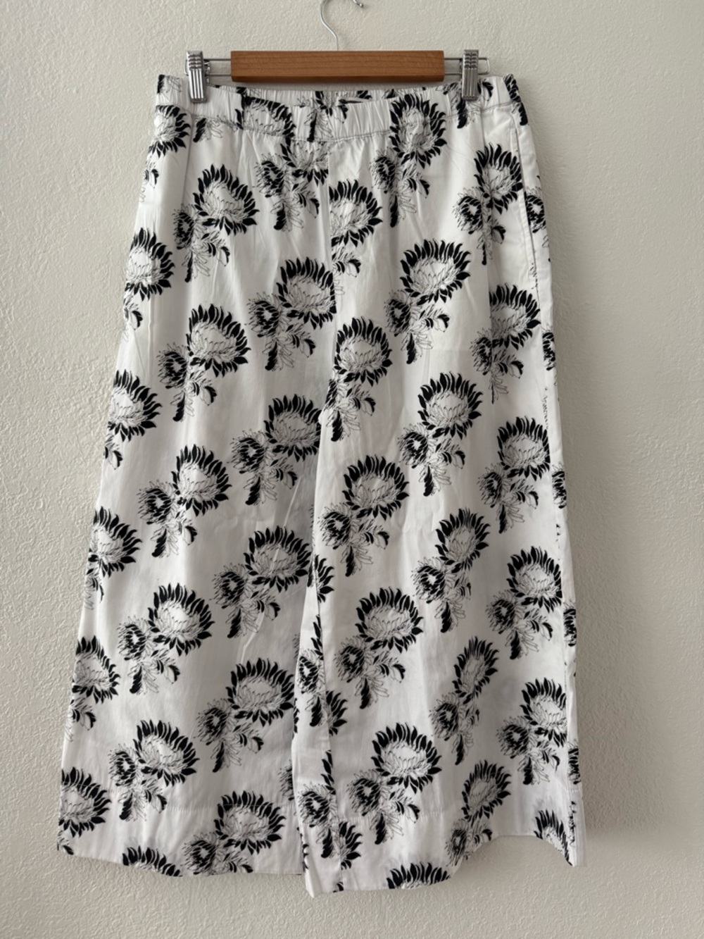 Madewell Pull-On Culottes in Cotton Poplin Wide Leg Med Graphic Sunflowers White - Picture 5 of 10